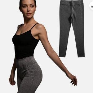 Loft Metallic Stretch Pants Black Silver Skinny Leg Pull-On